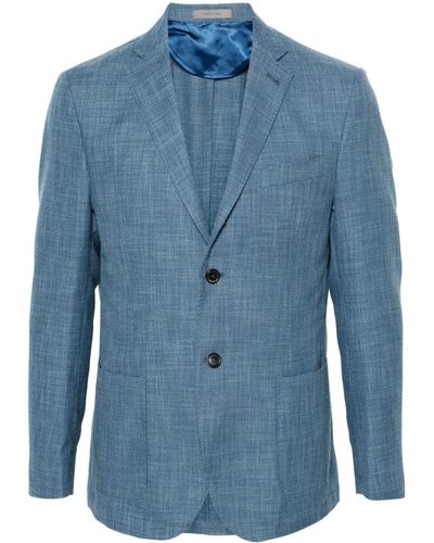 Corneliani Blazer chiné à simple boutonnage - Bleu