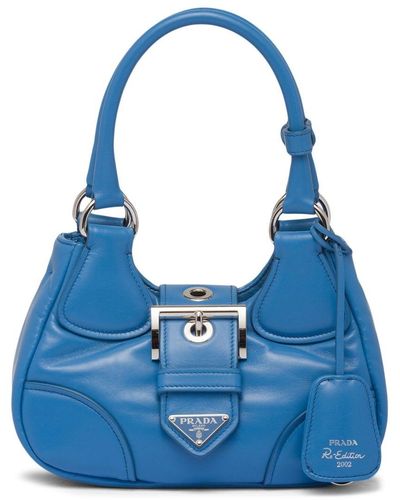 Prada Mini sac Moon à design matelassé - Bleu