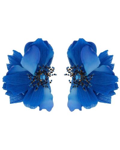 Oscar de la Renta Stretched Petal Earrings - Blue