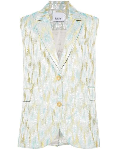 Erika Cavallini Semi Couture Chaleco tipo blazer metalizado - Azul