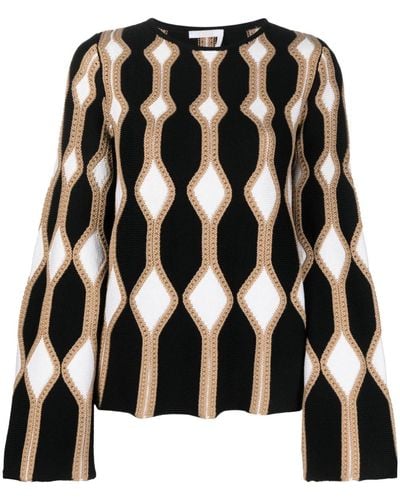 Chloé Crochet-knit Long-sleeve Top - Black