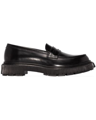 Adieu Penny-slot Leather Loafers - Black