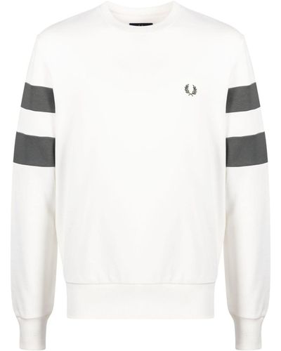 Fred Perry Sweat en coton à broderies Ringer - Blanc