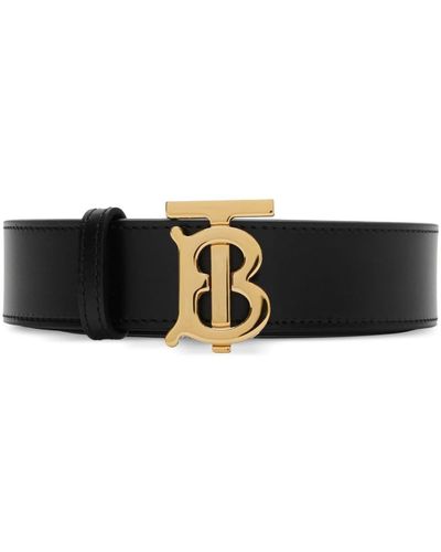 Burberry Tb Reversible Leather Belt - Black