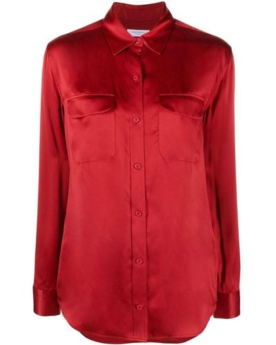 Equipment Signature Silk Long-sleeve Shirt - Red