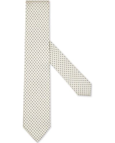 Zegna Geometric pattern mulberry silk tie - Blanco