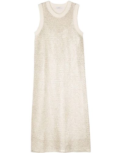 Peserico Foiled Open-knit Dress - White
