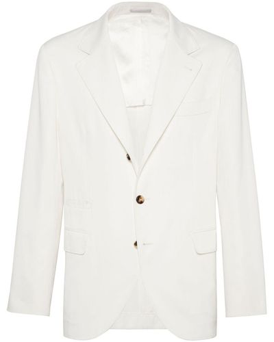 Brunello Cucinelli シルク シングルジャケット - ホワイト