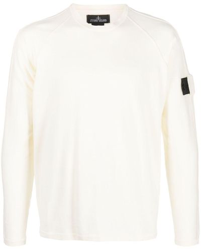 Stone Island Shadow Project Tone Island Long-sleeved Sweatshirt With Logo Patch - White