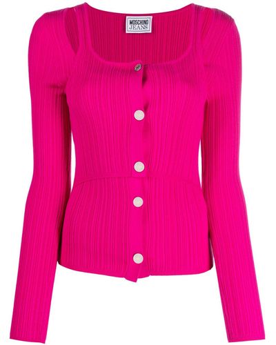 Moschino Jeans Gerippter Cardigan - Pink
