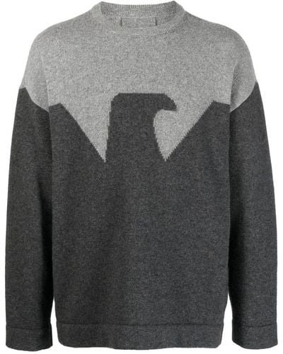 Emporio Armani Two-tone Knit Sweater - Gray