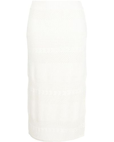 FRAME Crochet-knit Pencil Skirt - White
