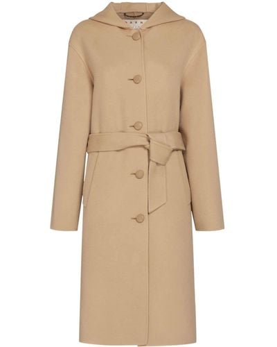 Marni Belted Hooded Coat - Natural