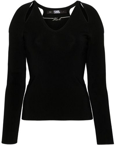 Karl Lagerfeld Logo-plaque Cut-out Sweater - Black