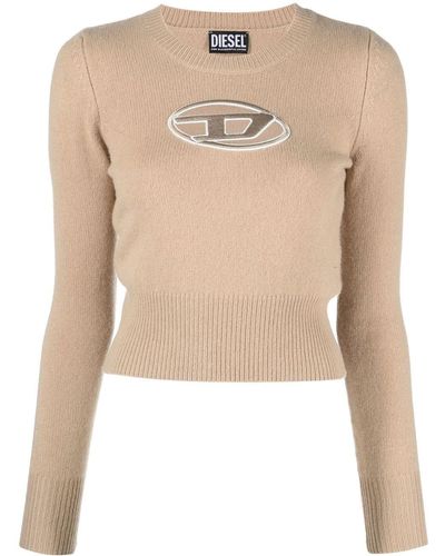 DIESEL M-areesa Logo-embroidered Sweater - Natural