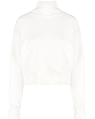Calvin Klein Bouclé-design Drop Shoulder Sweater - White