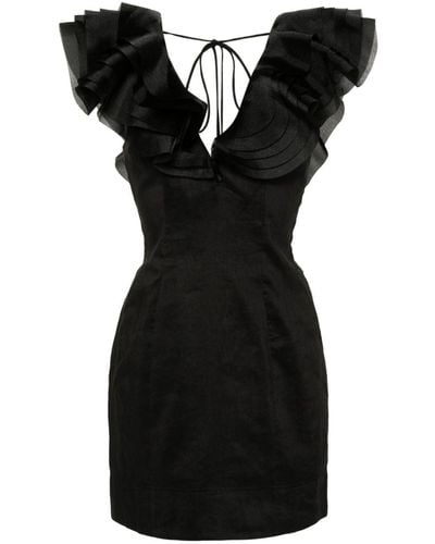 Aje. Charmed Plunge Minidress - Black