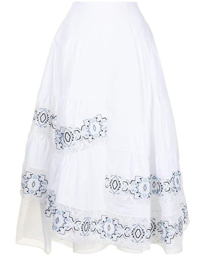 Ermanno Scervino Embroidered A-line Skirt - White
