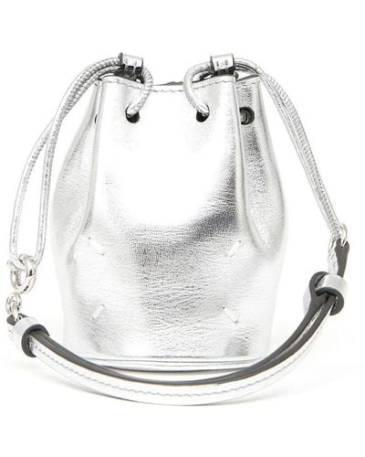 Maison Margiela Micro Metallic Bucket Bag - White