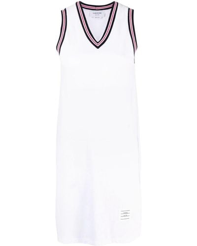 Thom Browne Ärmelloses Kleid mit V-Ausschnitt - Weiß