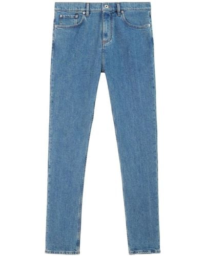 Burberry Logo-patch Mid-rise Straight-leg Jeans - Blue