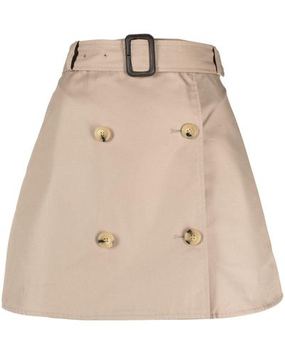 Mackintosh Belted Double-breasted Skirt - Natural