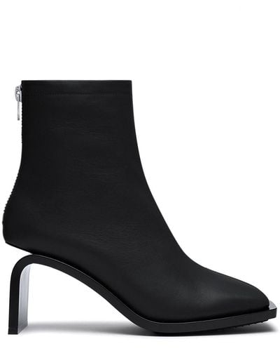Courreges Stream Leather Ankle Boots - Black