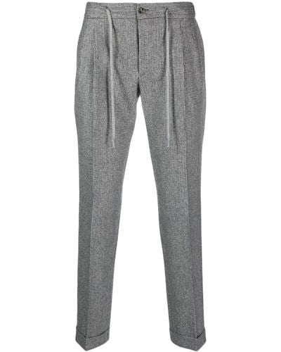 Barba Napoli Houndstooth-pattern Tapered-leg Trousers - Grey