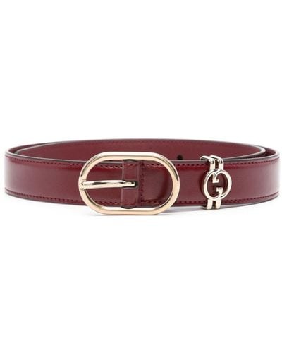 Gucci Double G Logo Leather Belt - Red