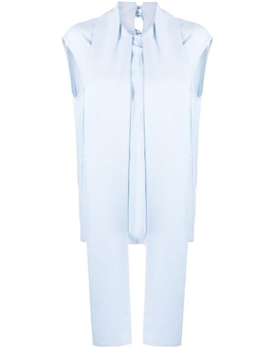 Tibi Top With Long Bow - Blue