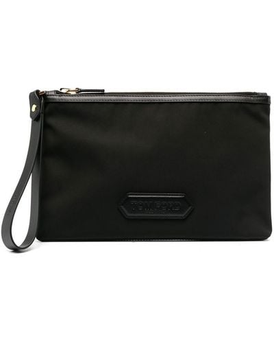Tom Ford Logo-patch Zip-up Pouch - Black