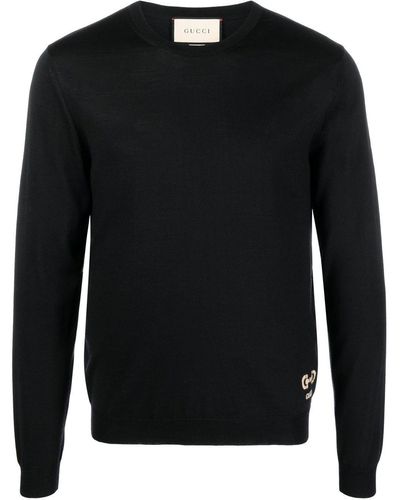 Gucci Horsebit Intarsia Wool Sweater - Black