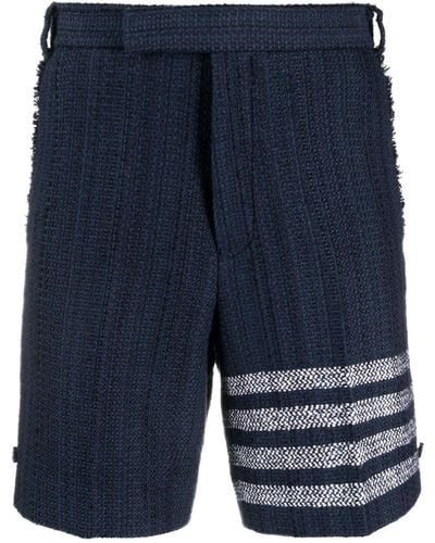 Thom Browne 4 Bar-stripe Tweed Shorts - Blue