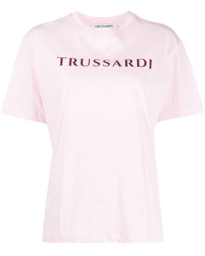 Trussardi T-Shirt mit Logo-Print - Pink