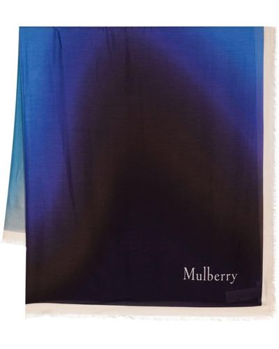 Mulberry Soft Wave Logo-print Scarf - Blue