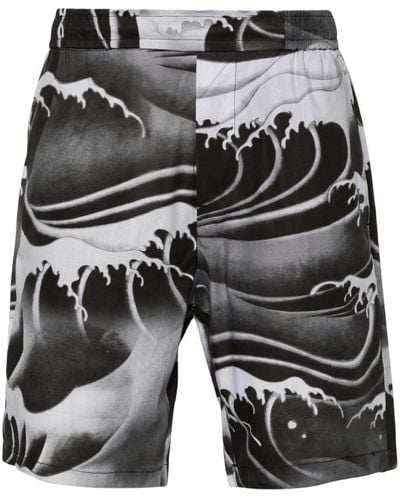 CoSTUME NATIONAL Wave-print Cotton Shorts - Grey