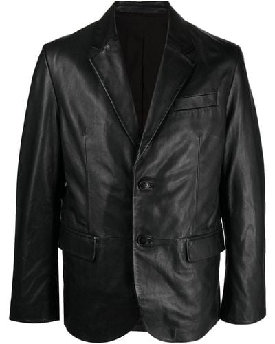 Zadig & Voltaire Valfried Single-breasted Leather Blazer - Black