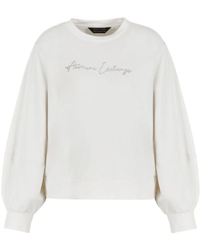 Armani Exchange Logo-embellished Crew-neck Sweatshirt - White
