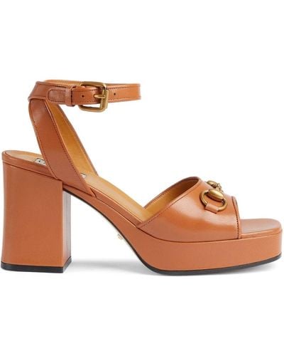 Gucci Horsebit 100mm Leather Sandals - Brown