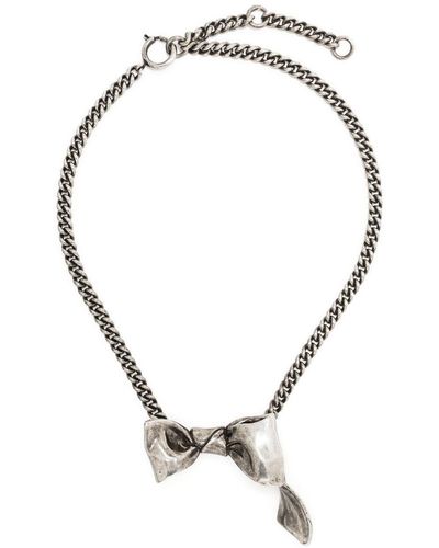 Acne Studios Bow-pendant Chain-link Necklace - Metallic