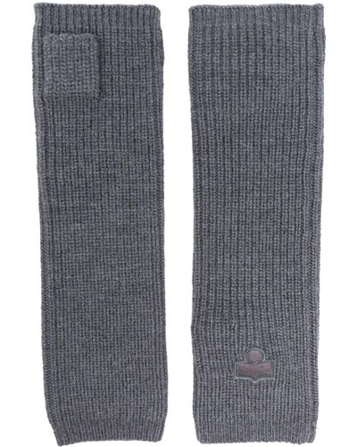 Isabel Marant Ribbed-knit Fingerless Gloves - Gray