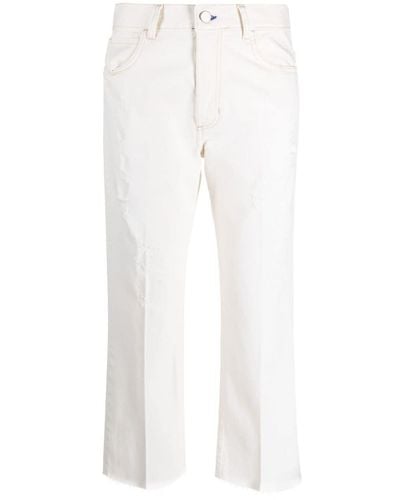 ..,merci Distressed-effect Cropped Trousers - White