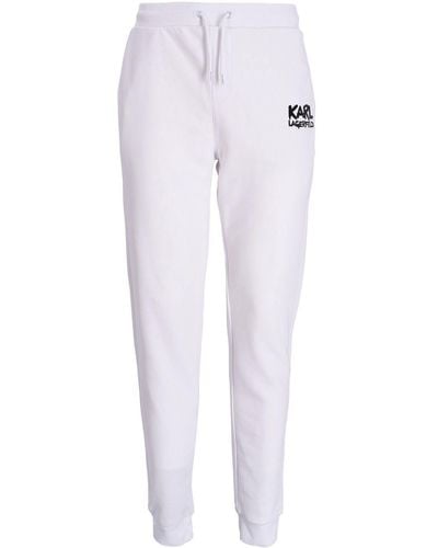 Karl Lagerfeld Pantalon de jogging à logo imprimé - Blanc
