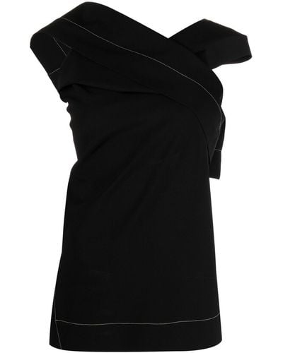 Jil Sander Asymmetric Sleeveless Top - Black