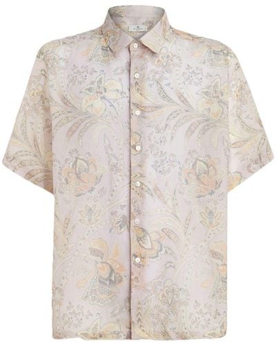 Etro Short-sleeved Coat With Floral Print - White