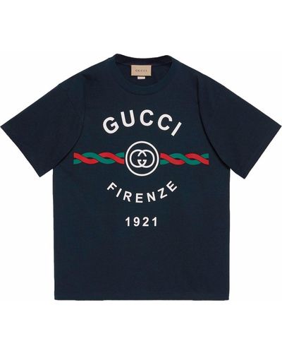 Gucci Cotton Jersey ' Firenze 1921' T-shirt - Blauw