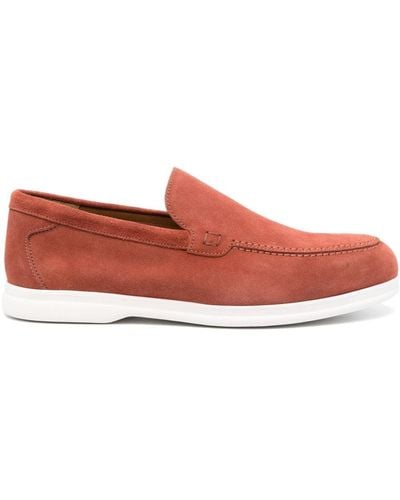 Doucal's Almond Suede Loafers - Red