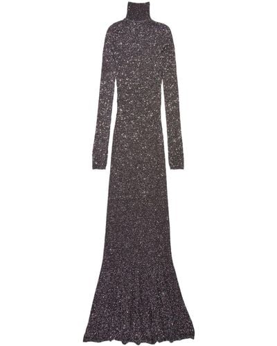 Balenciaga Sparkled High-neck Maxi Dress - Black