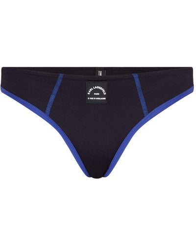 Karl Lagerfeld Sporty Logo Bikini Bottoms - Blue