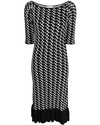 Saiid Kobeisy Jersey Intarsia-knit Logo Midi Dress - Black